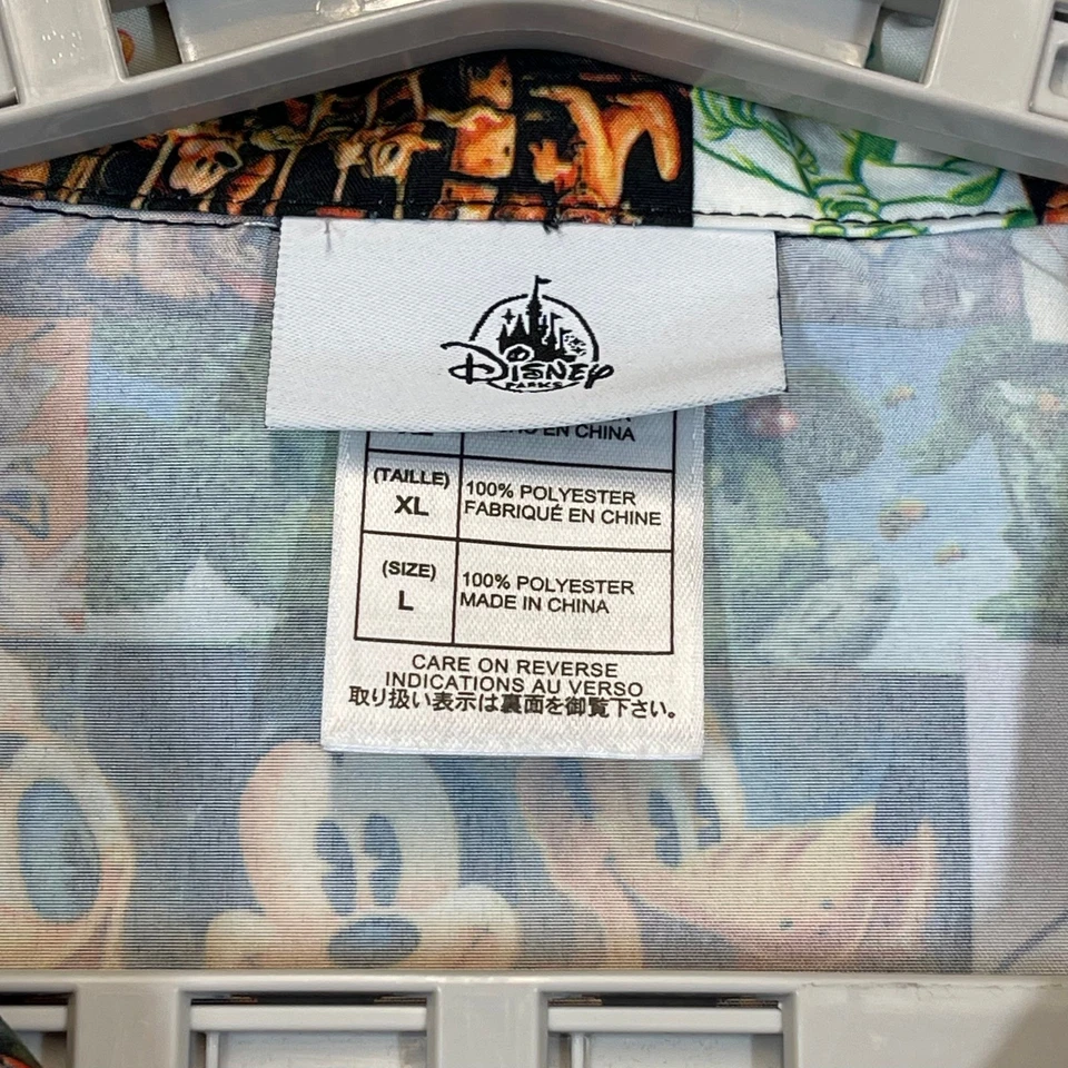 Camisa Hawaiana Parques Disney Hombres Grande Colorido Patchwork Personajes Mickey Goofy Foto 3 de 4