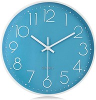 Lafocuse Blau Modern Wanduhr Lautlos 30Cm, 3D Ziffern Ohne TickgeräUsche,