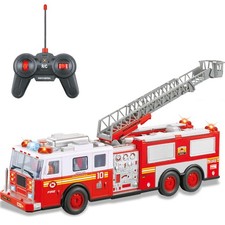 Rc Fire Truck 14 Remote Control Toy Fire Engine W Lights Siren Ladder
