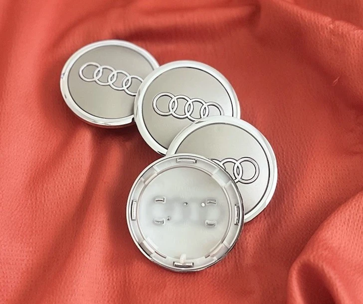 4 Tapacubos centrales de rueda Audi gris cromo 69 mm (2,72 pulgadas) Foto 4 de 4