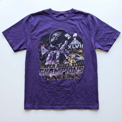 Jerzees NFL Baltimore Ravens T-Shirt Super Bowl XLVII Champions 2013 Lila L