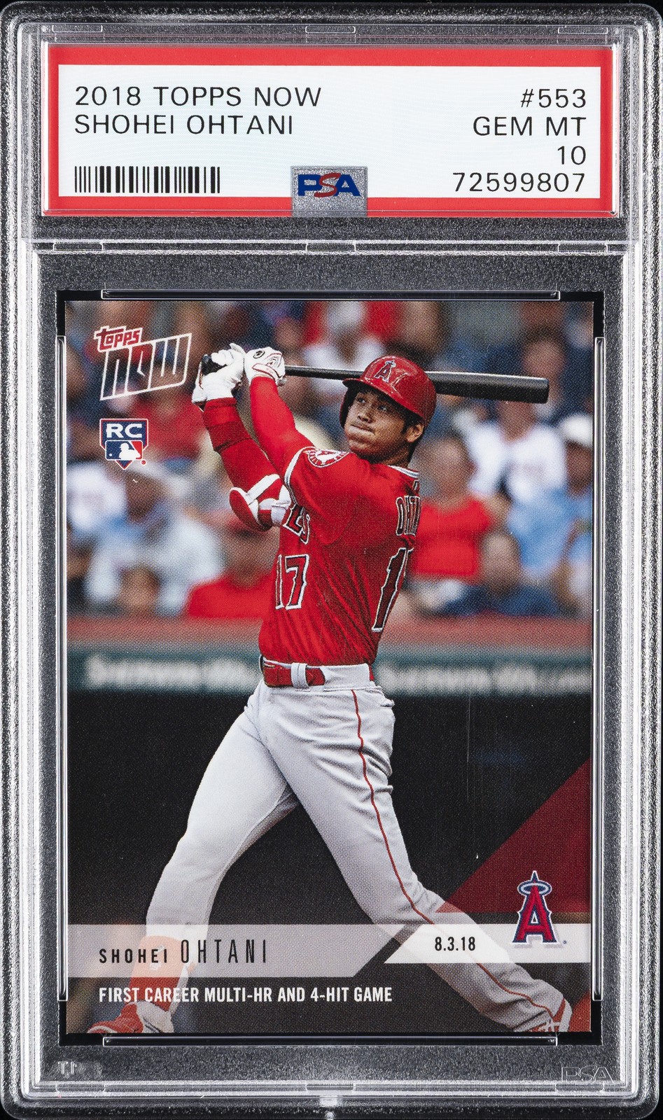 2018 TOPPS NOW #553 SHOHEI OHTANI PSA 10