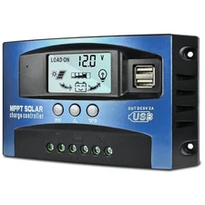 Dual USB 60A Solar Charge Controller with Timer & LCD - Smart Battery Management