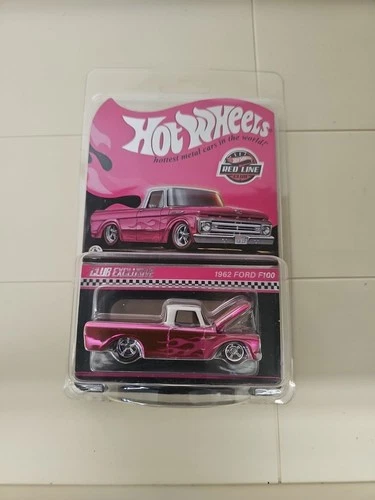 New 2023 Hot Wheels RLC 1962 Ford F100 Pink Pickup Truck Red Line Club Exclusive
