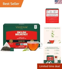Individually Wrapped English Breakfast Tea Bags - 30 Count High Caffeine Boost