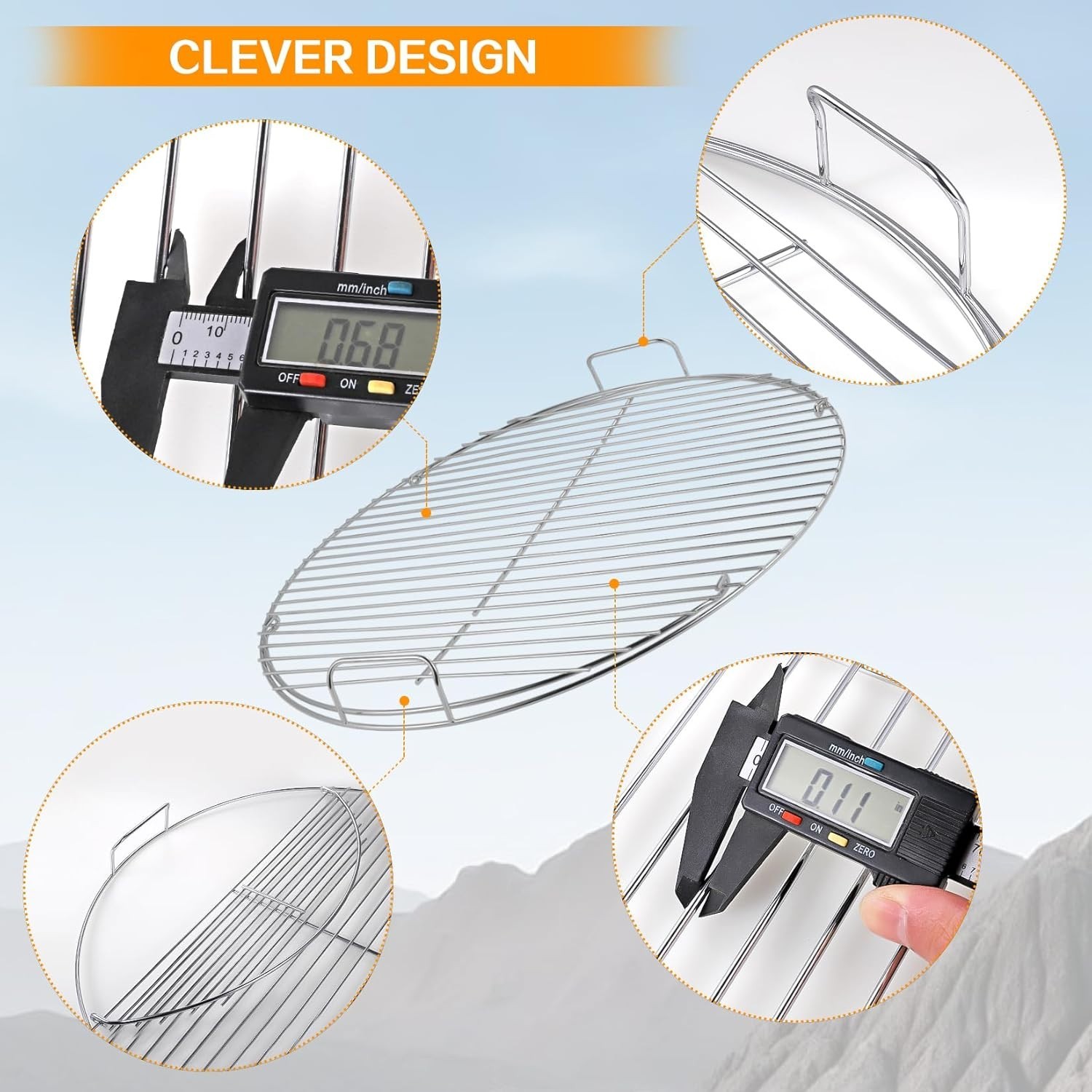 Replacement Hinged Cooking Grate for 22 Inch Charcoal Grill Heavy Duty Steel