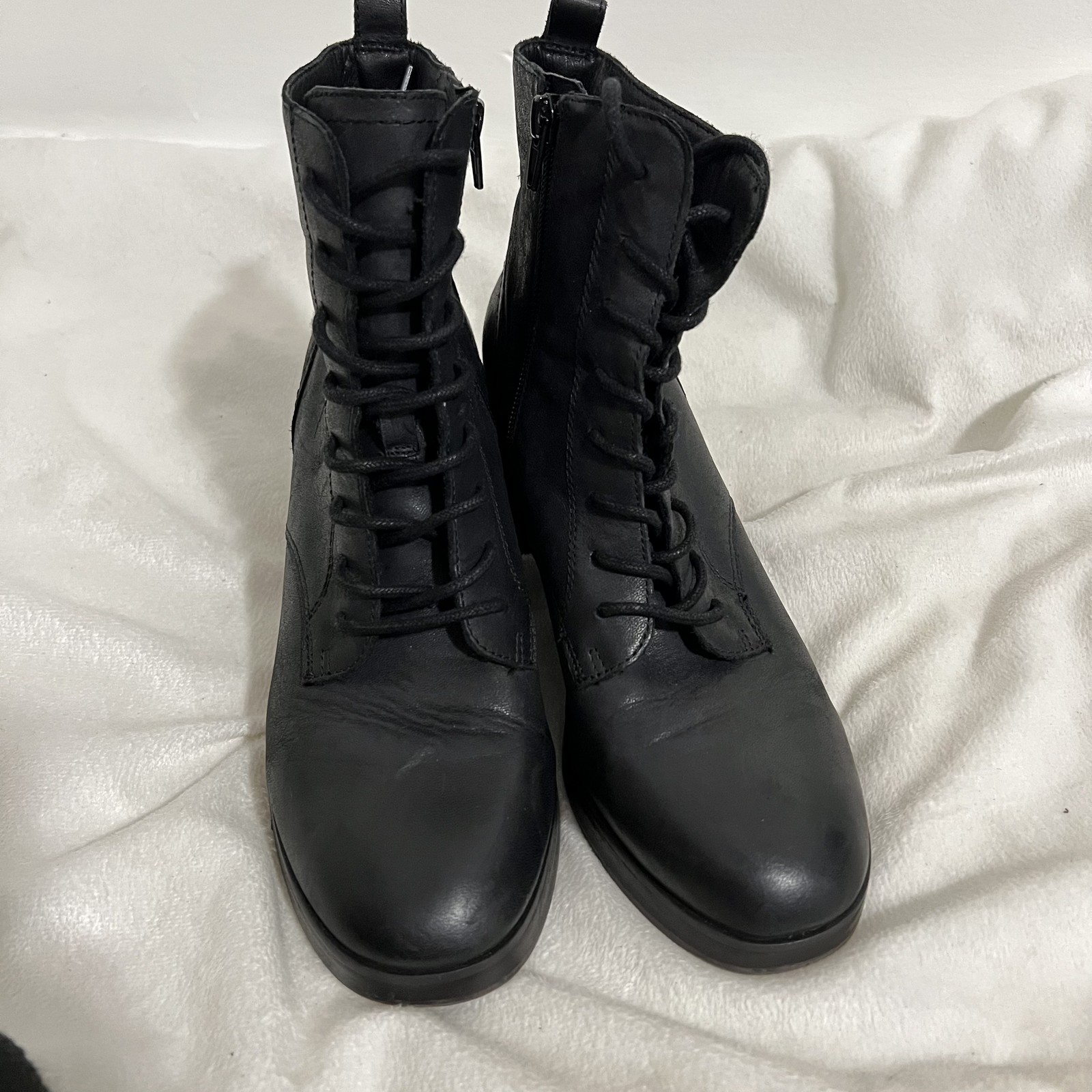 Sole Society Boots Womens Size 8.5 Leather Lace Up Block Heel Ankle Booties