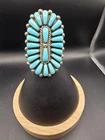 VTG Zuni Elanda Wyaco Ring, Size 7.25, Turquoise/Silver Cluster Native American