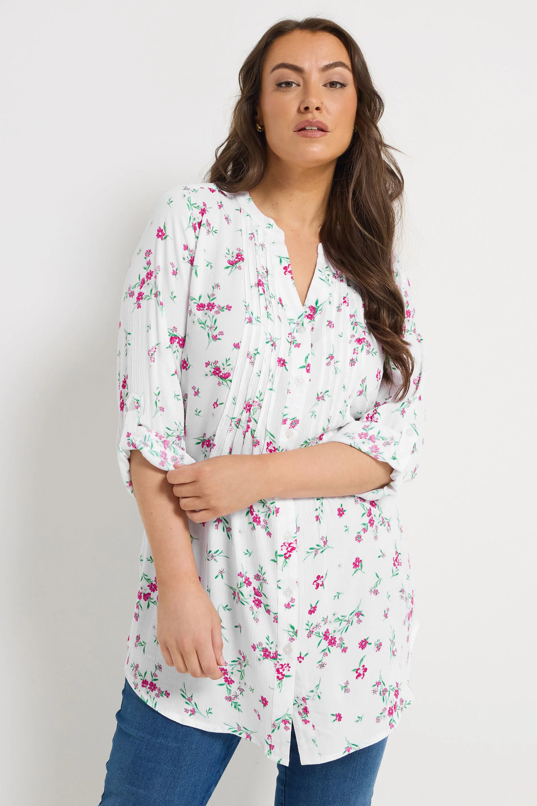Yours Women's Floral Pintuck Blouse in White | Size: 16 - Image 3