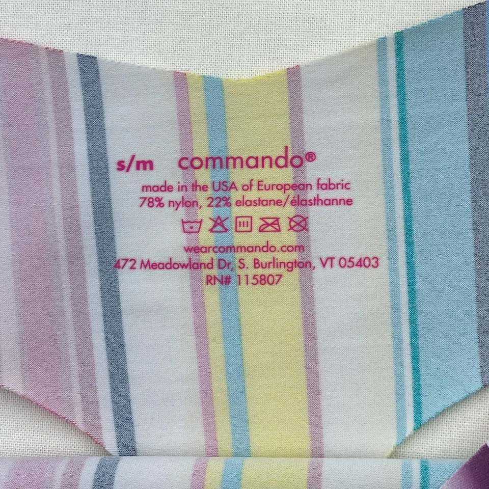 COMMANDO Underwear Women S M Photo Op Striped Thong Low Rise Raw Cut Pink Yellow - Image 4 of 4