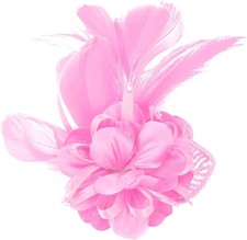 Womens Fascinator Feather Flower Pin Brooch Corsage Bridal