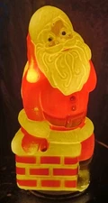 Vintage Santa & Chimney Lighted Blow Mold 13.5" Tall General Foam Plastics Corp