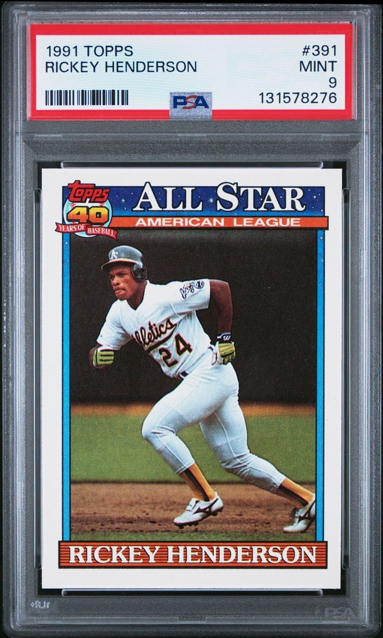 PSA 9 1991 Topps Rickey Henderson 391 Athletics