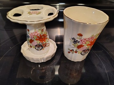 Vintage Toothbrush Holder & Rinse Cup Made In Japan New