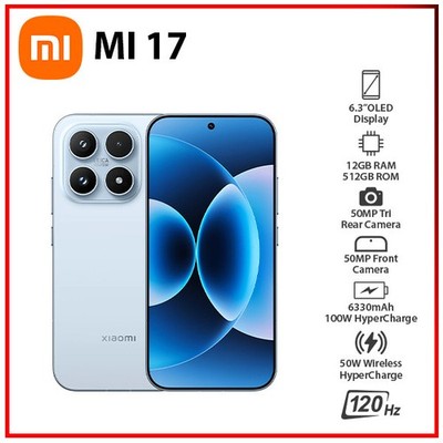 (New) Xiaomi 17 5G 12GB+512GB BLUE Dual SIM Unlocked Android Cell Phone