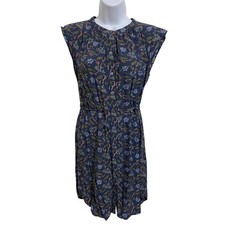 LOFT Petite Floral Button Front Sleeveless Midi Dress Boho Whimsical Peasant SP