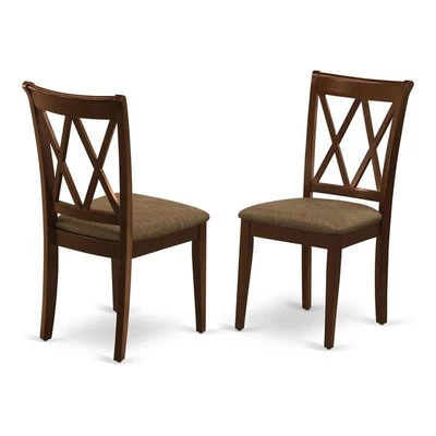 East West Furniture Clarksville 37" Fabric Dining Chairs in Mahogany (Set of 2)