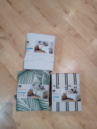 F & F HOME 100% COTTON DUVET SET - FERN, STRIPE, GREIGE - SIZES AVAILABLE - Picture 1 of 10