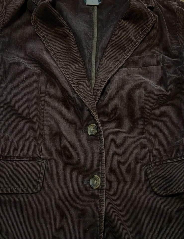 J Crew Blazer женщин 4 коричневый вельветовая куртка две пуговицы длинным рукавом 100% хлопок - Изображение 4 из 4