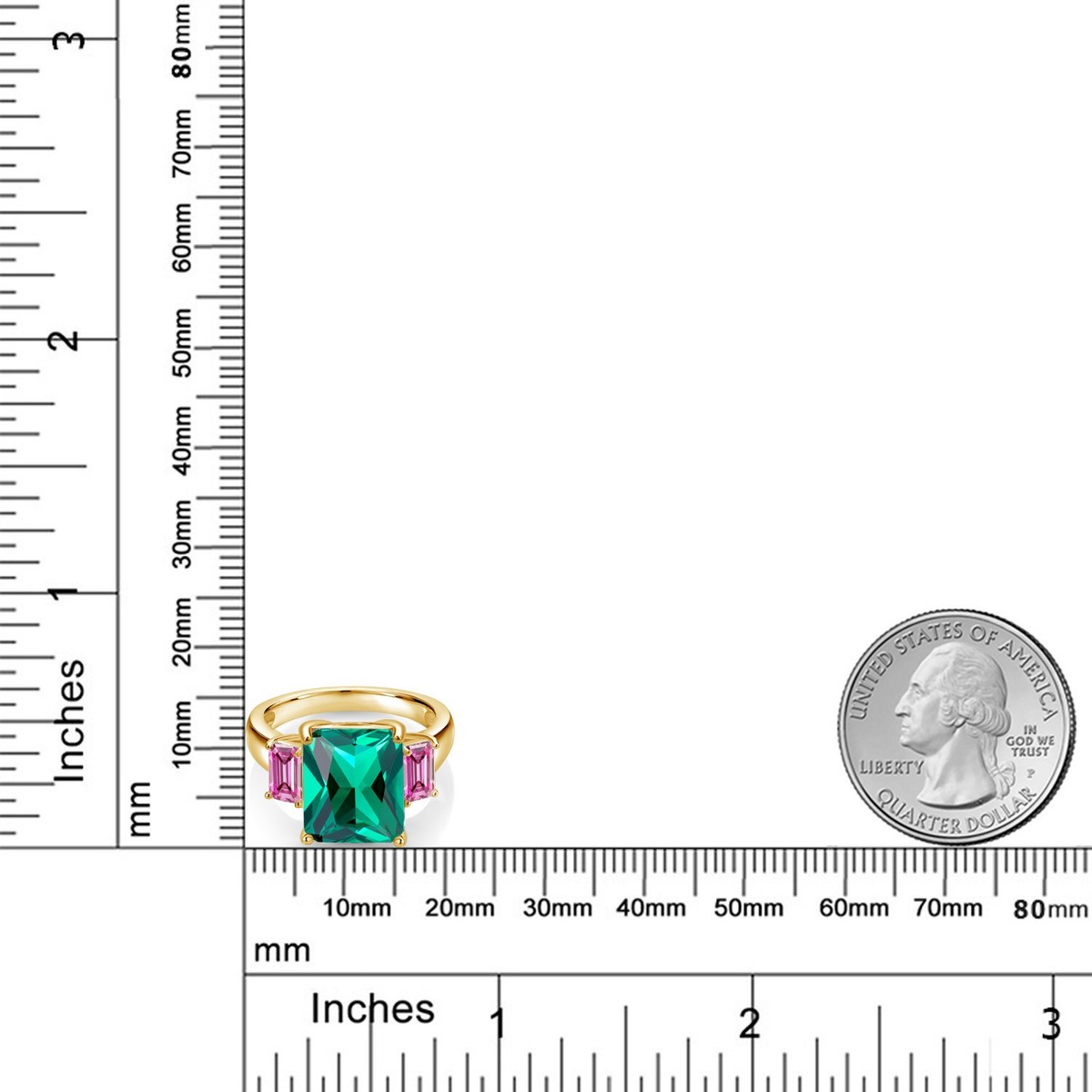 Birthstone Ring Gem Stone King 5-10 Cttw Emerald Cut - Sterling Silver Engagement & Promise Ring Sterling Silver Gemstone Ring
