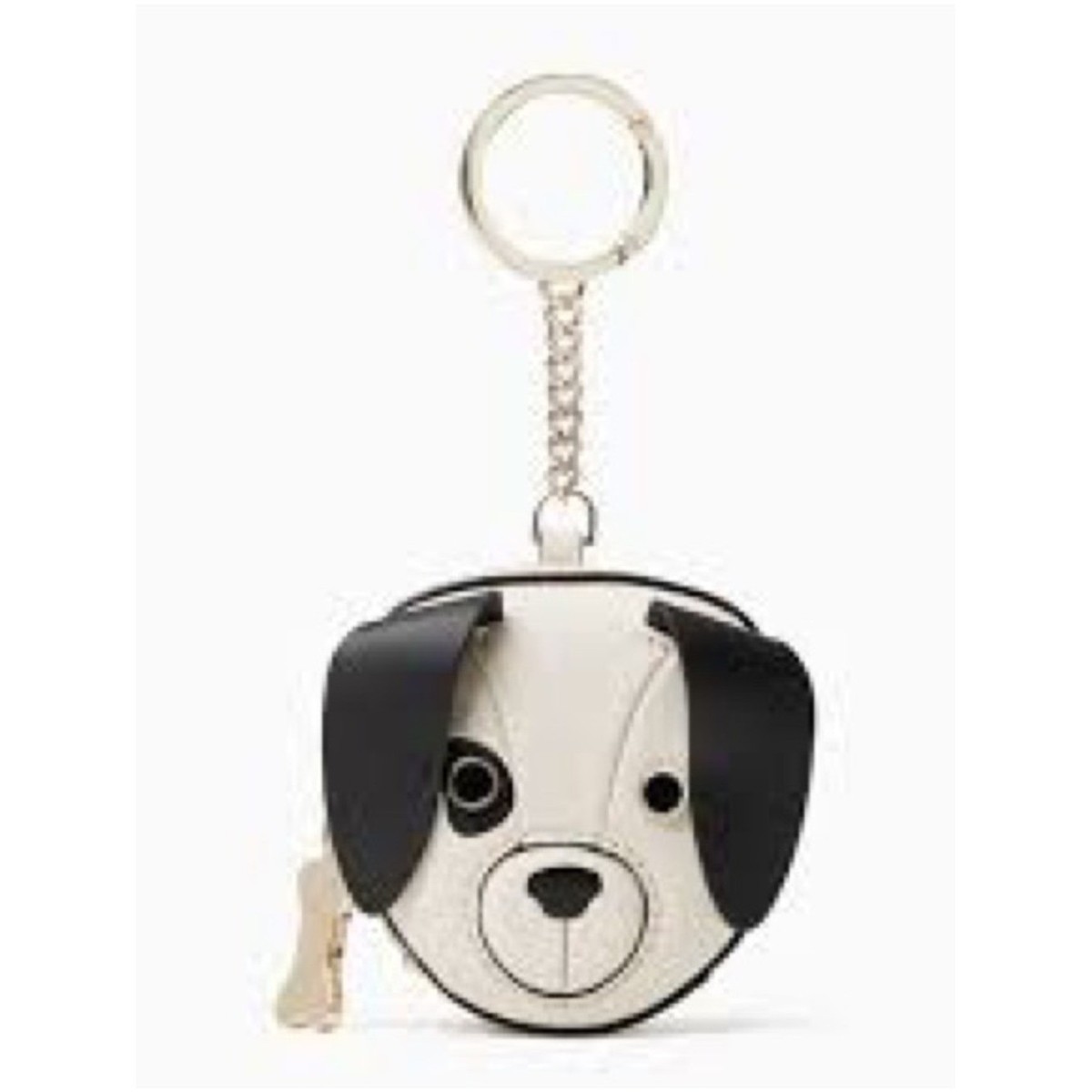 KATE SPADE Claude Dog Coin Purse Keychain Bag Charm Leather Black
