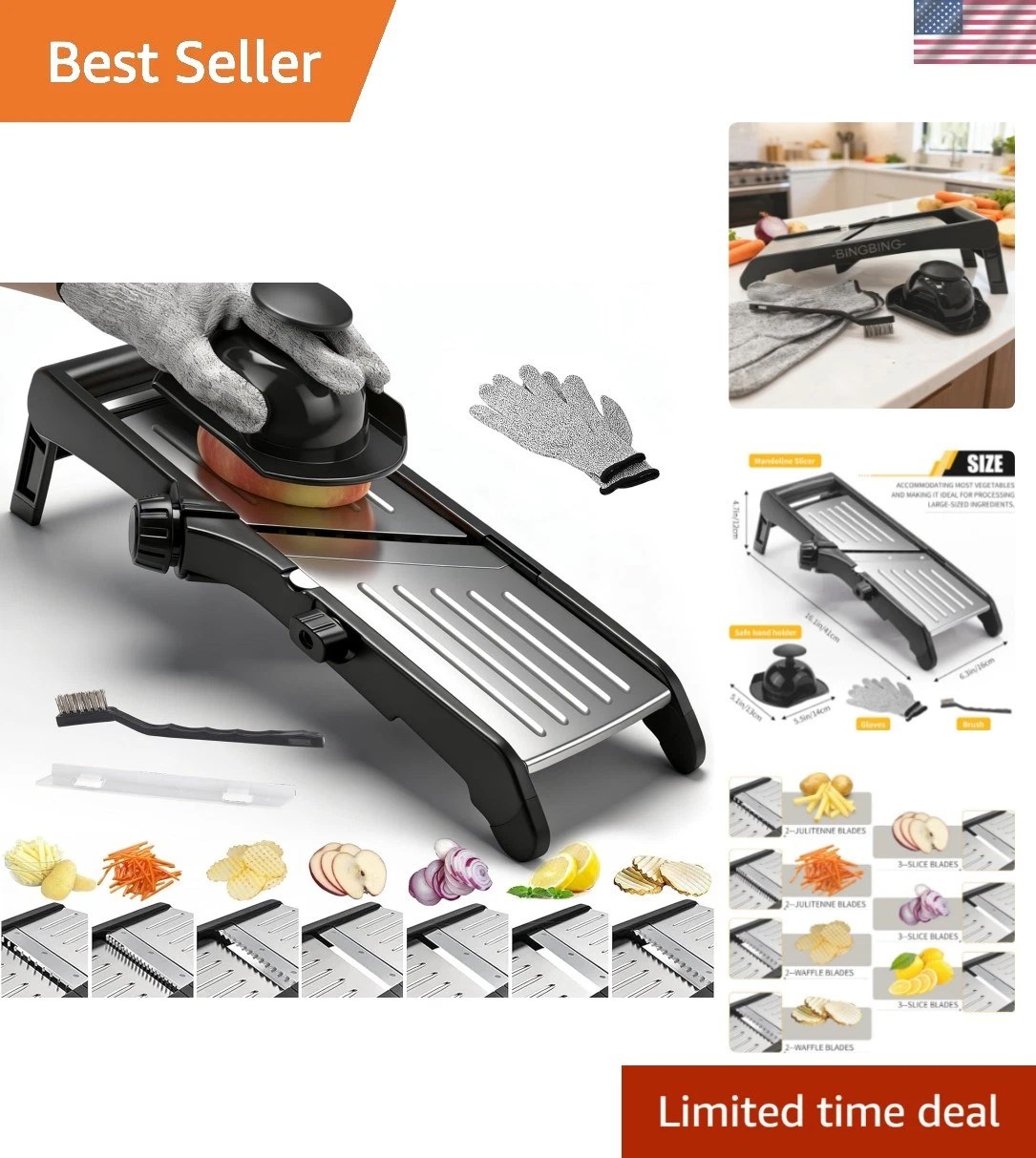 Mandoline Food slicer for kitchen, Adjustable Stainless Steel Mandoline Veget...
Opens in a new wind