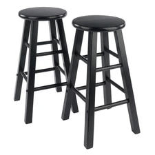 Winsome Element 2-Piece 24In Counter Stool Set, Black Finish, Solid Wood, Mod...
