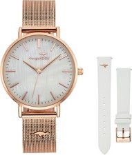 KangaROOS Damen Analog Quarz Armband Uhr 92006015 Edelstahl weiß roségold 36 mm