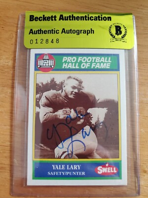 Yale Lary AUTO 1990 Swell #106 BECKETT Authenticated HOF