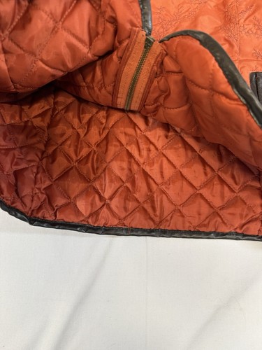 Carole Little Vest Fleece Quilted Orange zip pocket woman’s Embroidered Large - Picture 11 of 18