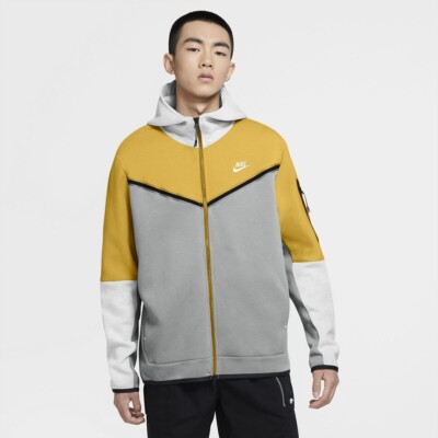 Nike Tech Fleece CU4489-077 Men Mustard/Grey/Black Full-Zip Hoodie Size L  SS092 | eBay