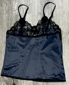VTG Lingerie Camisole 34 Black Sliky Antron Nylon Chantilley Lace By Bestform