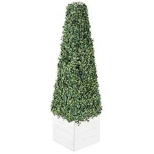 Boxwood Pyramid on Wood Pot White, Made with the Best Materials Ideal for Home