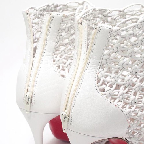 Christian Louboutin Size 37.5 Women's Almond Toe Leather Boots in White - Picture 6 of 10