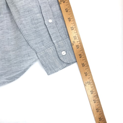 J Crew Shirt Men's L Slim Fit Blue Linen Blend 1 Pocket Long Sleeve - Picture 8 of 8