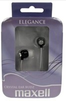 Maxell Elegance Crystal Black Headphone In Ear 5mm MP3 Stereo Earbuds Music