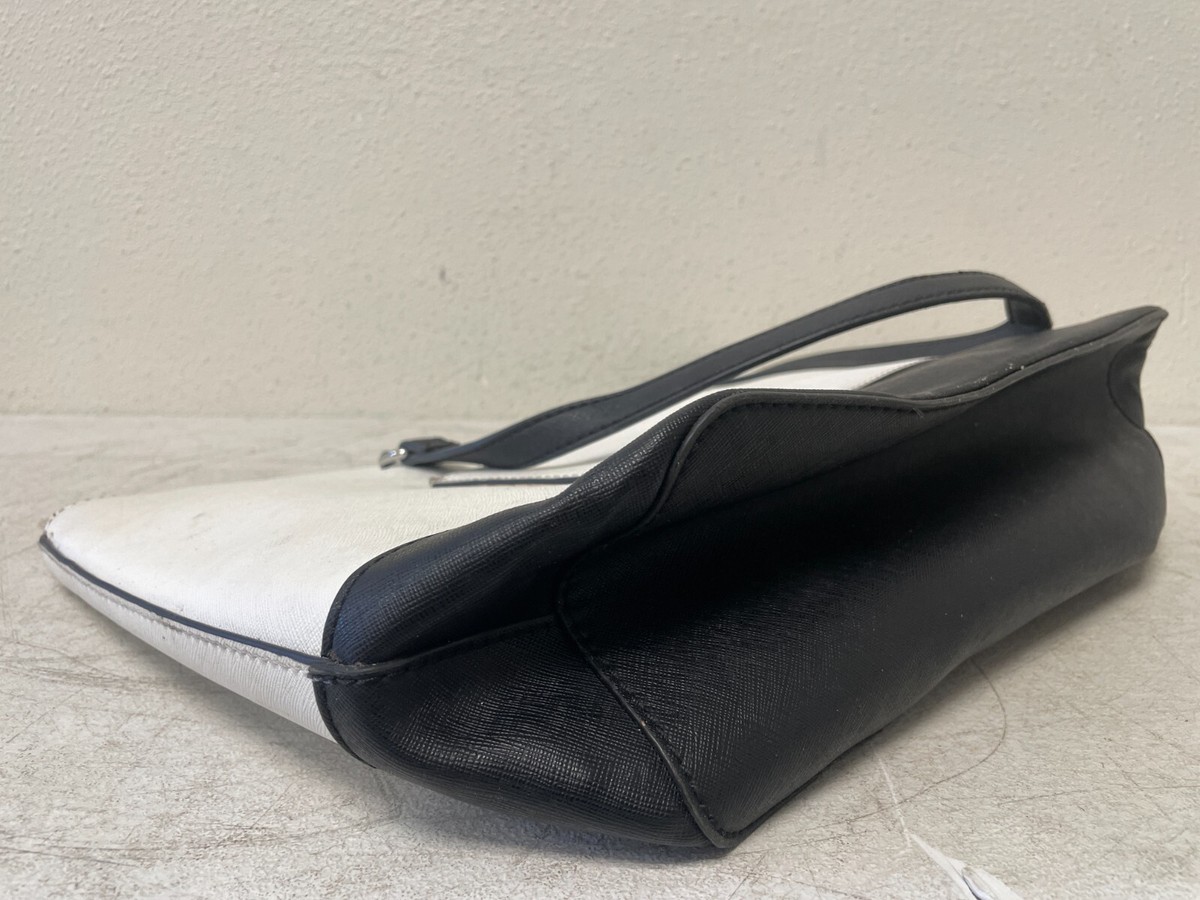 Guess Lacy Logo Satchel $899.00 Features Coated canvas  Guess black and white large satchel purse display picture 1