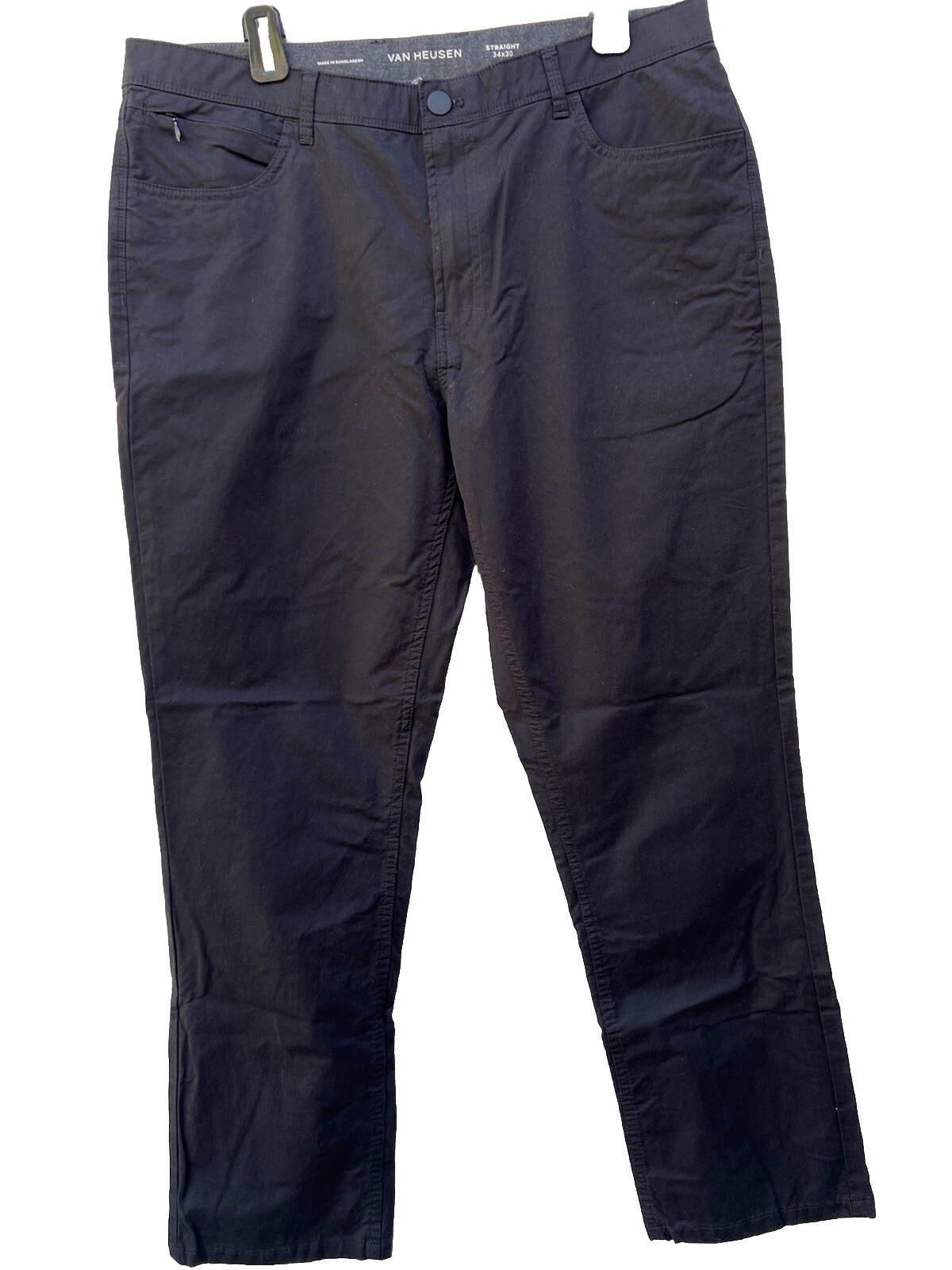 Van Heiden Mens Black Dress Pants 34x30 Straight Fit Classic Pockets