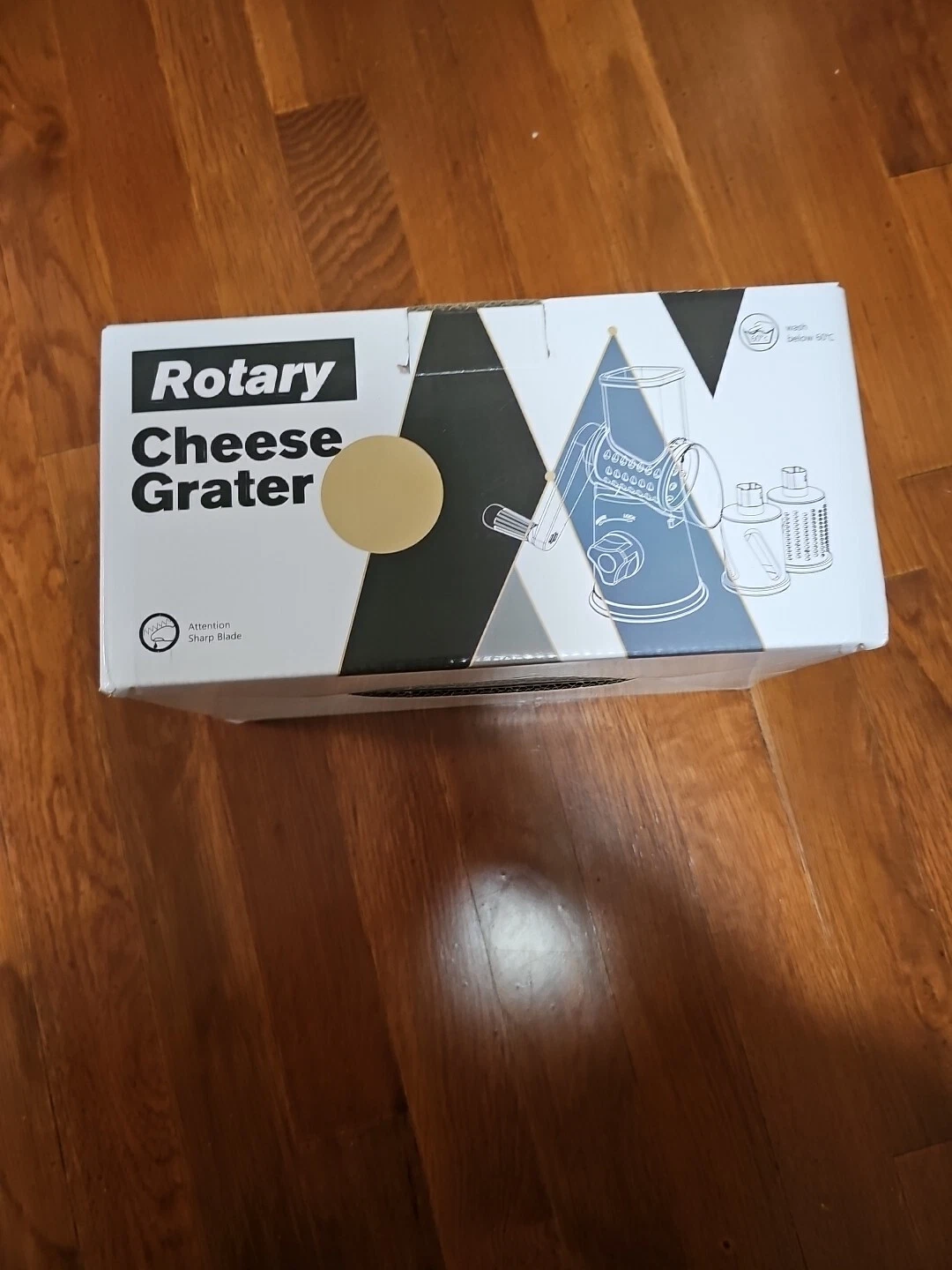 Rotary Cheese Grater, Kitchen Mandoline Vegetable Slicer with 3 Blue 3 Blades