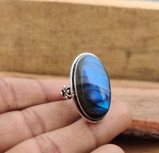 Cute Labradorite Gemstone Ring 925 Sterling Silver Beautiful Girls Love Gift