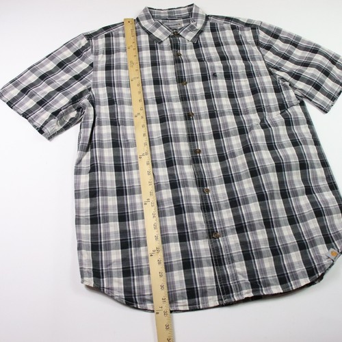 CARHARTT Relaxed Fit Button Up Shirt Mens Size Large Gray Plaid Short Sleeve - Bild 5 von 9