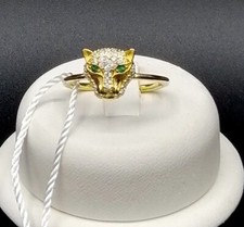 ANELLO PANTERA COCKTAIL IN ORO GIALLO 18 KT. TIT. 750 CON  OCCHI SMERALDO