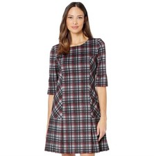 NWT Tahari Red/Black Plaid Pleated Pointe Sheath Dress.Scholar College StyleSz 8