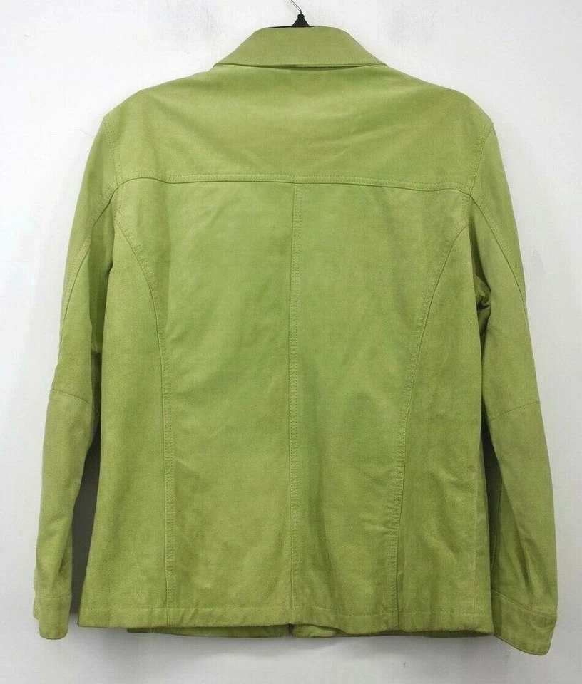 Chaqueta de cuero informal de ajuste cómodo manga larga verde cremallera completa Chico's para mujer 2 Foto 3 de 4