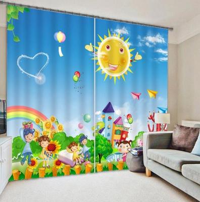3D Karikatur Kind 6 Blockade Foto Vorhang Druckvorhang Vorhänge Stoff Fenster DE