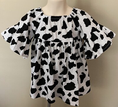 Toddler Girls BLACK & WHITE COW SPOTS Print DRESS Holstein OS Animal Print  Child | eBay