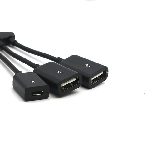 3 in 1 Male to Female Dual Micro USB 2.0 Host OTG Hub Adapter Cable - Picture 2 of 3