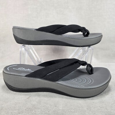 Clarks Cloudsteppers Arla Kaylie Sandals Women Size 9M Black Gray Flip Flops