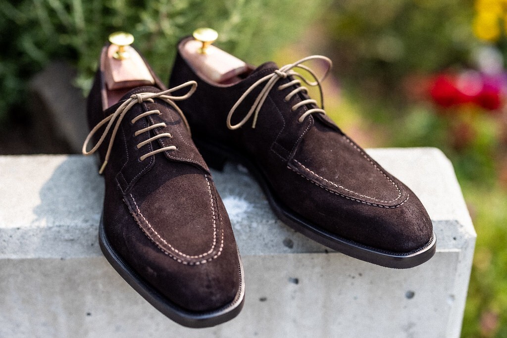 Men Handmade Brown Suede Leather Classic Derby Oxfords  display picture 1