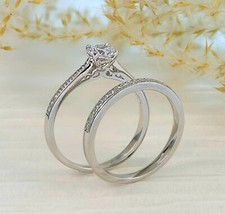 2PC ROUND CZ 925 STERLING SILVER WEDDING ENGAGMENT BRIDAL RING SET 2.5-15 S7950